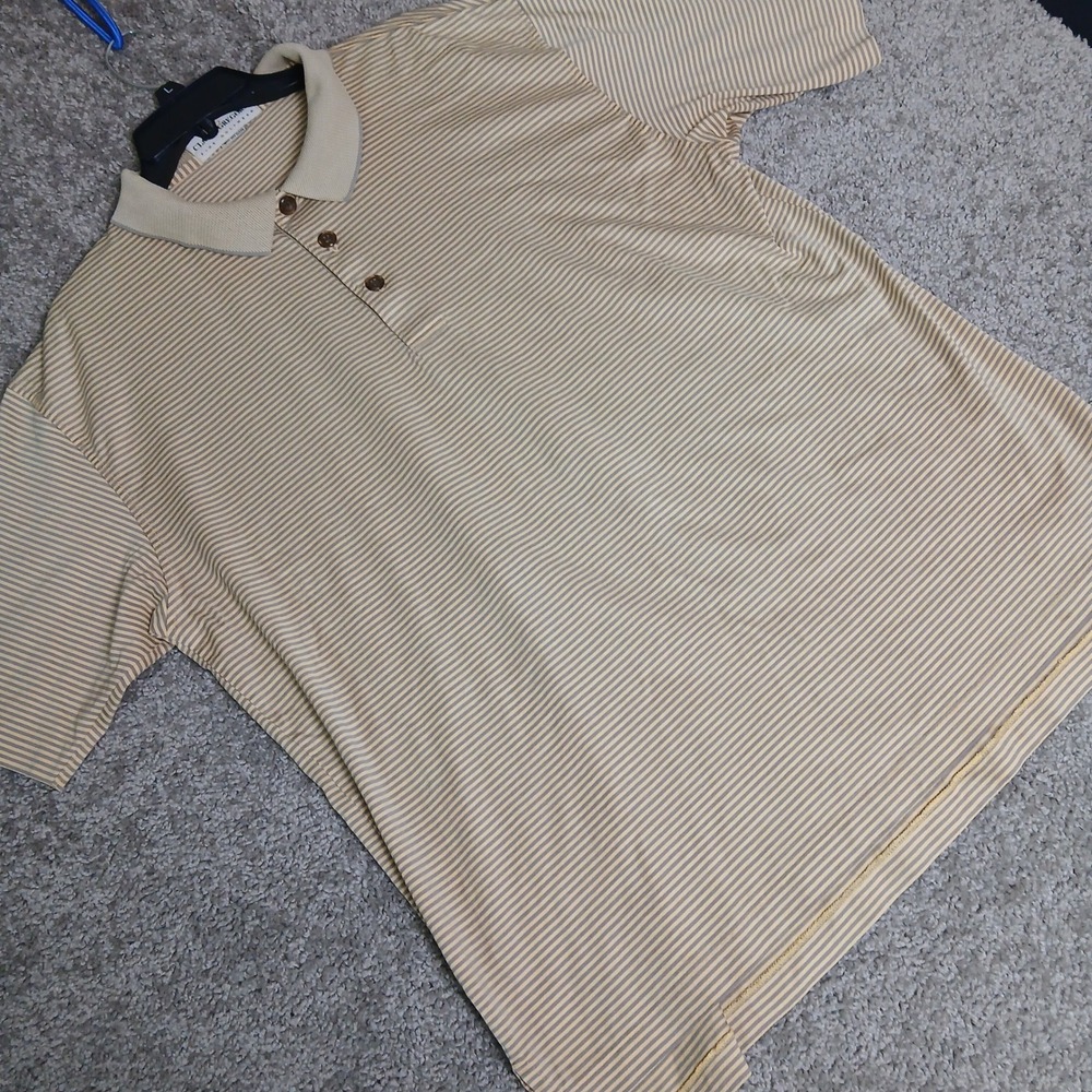 Clark Gregory Mens Large Golf Polo Shirt Striped Mercerized Cotton Lisle USA